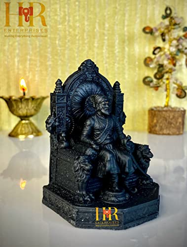Image of HR Enterprises -(SM 301 Chhatrapati Shivaji Maharaj Statue | Premium Shivaji Murti for Home & Office Decor | Ideal Gift & Car Showpiece | Elegant Black Sculpture