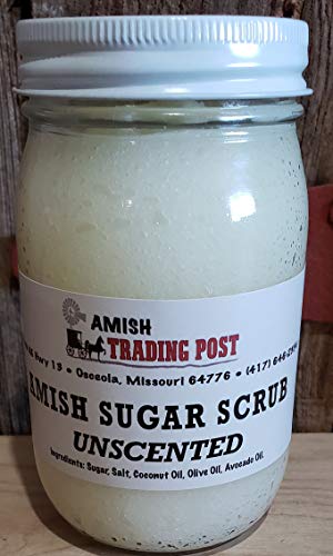 Amish Sugar Scrub all Natural Homemade Product! 1 pint glass jar Facial Scrub (Unscented)