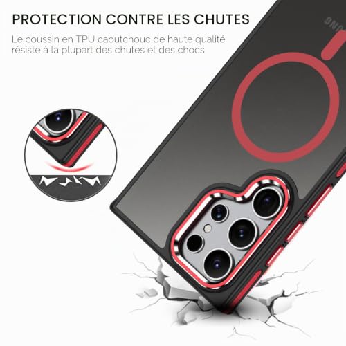 Protection Samsung S23 Ultra fine de qualité premium mate noir rouge