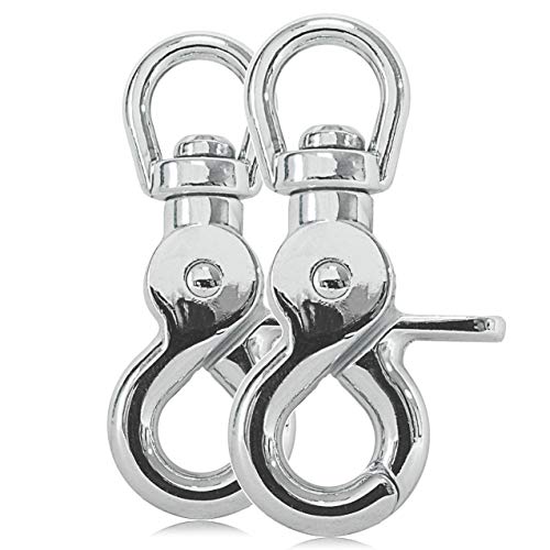 Ganzoo Scherenkarabiner-Haken mit Drehgelenk L: 60 mm, Schnappkarabiner für Hunde-Leine, 2 Stück, Wirbelkarabiner, Triggerhead für Paracord 550 Hundehalsband, legierter Stahl, Drehkopf, Farbe: Silber