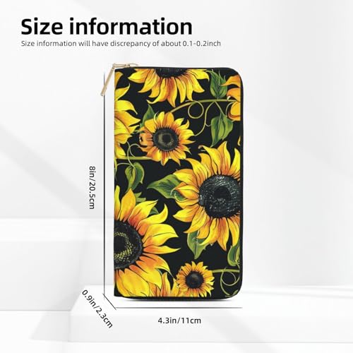 Stylish Floral Sunflower Printed Long Wallet for Women Men Cute Coin Purse with Card Holder4