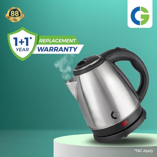 Image of CG - EKSS18 SS 1.8 Ltr Electric Kettle 1350W with Dry Boil Protection, Auto Cut Off, Cool Touch Ergonomic Handle, Double Wall Insulation, 2 Yr Replacement Manufacturer Warranty - Black