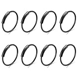 LYQNIHOB Set de 8 Anillos Nasales de Acero Inoxidable Hipoalergénico, Anillos con Diseños, Anillo Septum, Aro de Nariz Segmentado y Plegable de 8mm, Cuerpo Piercing Nariz Aro Labio Para unisexo, Negro