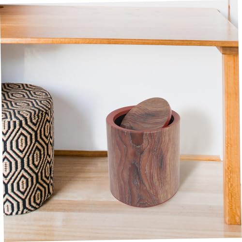 Caneca de basura rectangular con diseño de veta de madera miniatura 4