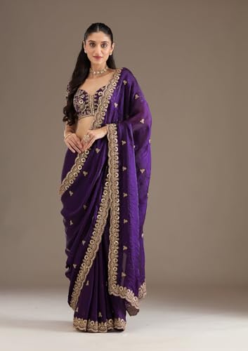 Image of Premium Butti work Saree with Heavy Embroidery & Sequin Work | Wedding Party Festive Designer Saree with Unstitched Embroidered Blouse Piece for Women