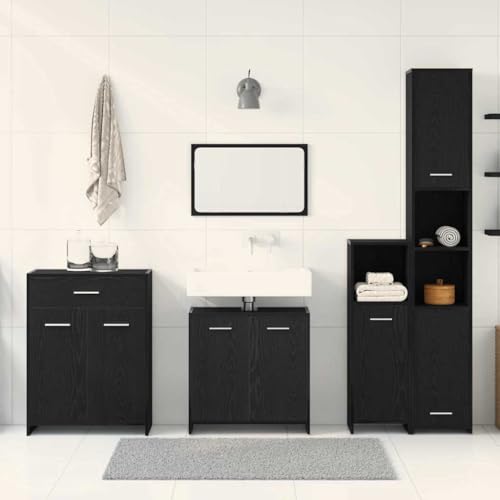 Mobiliario de baño moderno: conjunto de 4 piezas de diseño en negro 5
