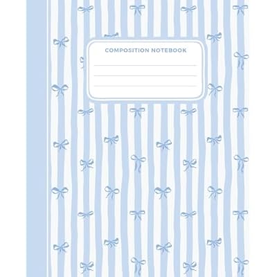 Super Cute Preppy Aesthetic Composition Notebook Pastel Blue with Bows: Wide Ruled Journal for Girls, Kids and Teens | Ideal for School, Journaling or Gifts