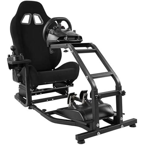 Dardoo G29 Racing Simulator Cockpit with Adjustable Race Seat Fits for Logitech G920 G923, Thrustmaster T150 T300RS GT Racing Steering Wheel Stand, Not Included Wheel Shifter and Pedals Cover