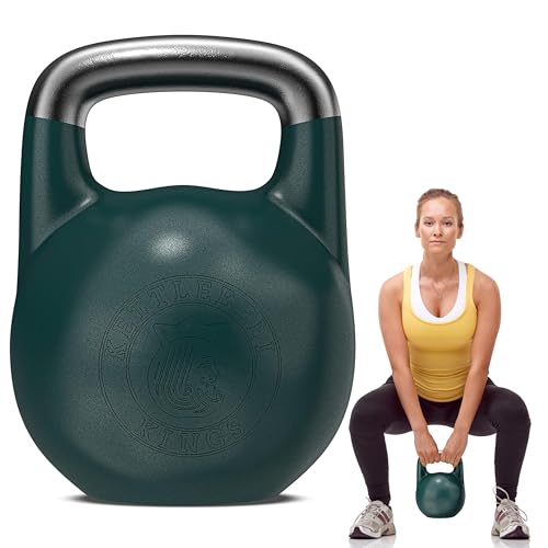 Kettlebell Kings Competition Kettlebells Weight (35mm handle) 8-48 KG - Hand weights Workout Gym Equipment and Strength training sets for Women and Men for Home Gym - Suitable for Repetition Workouts