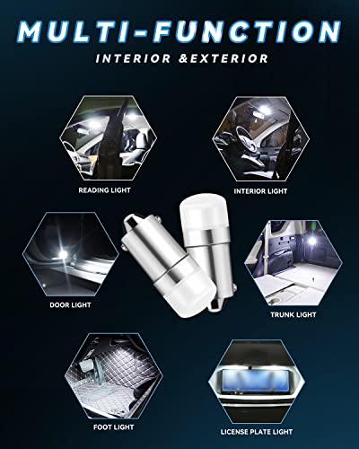 Keiurot 1895 Led Bulb 1893 1815 1816 53 57 Bulb Ba9S Led Bulb Ac/Dc 12V For Indicator Lights Car Dome Map Trunk License Plate Courtesy Step Light White,10-Pack #TOP5