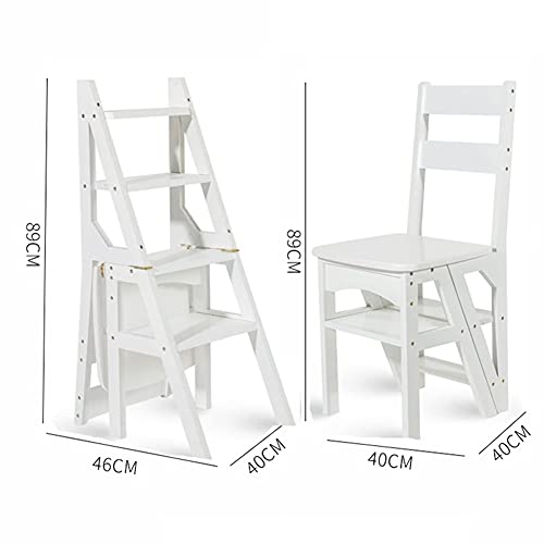 Taburete plegable de 3 peldaños de madera con escalera de tijera portátil 3