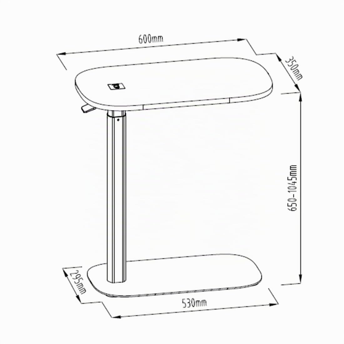 Spacetronik Beistelltisch C Form, Höhenverstellbarer Couchtisch Klein | Sofatisch Höhenverstellbar 64,5-104,5 cm, Laptoptisch ohne Rollen, Ergonomischer Tisch für Sofa, Bett oder Büro