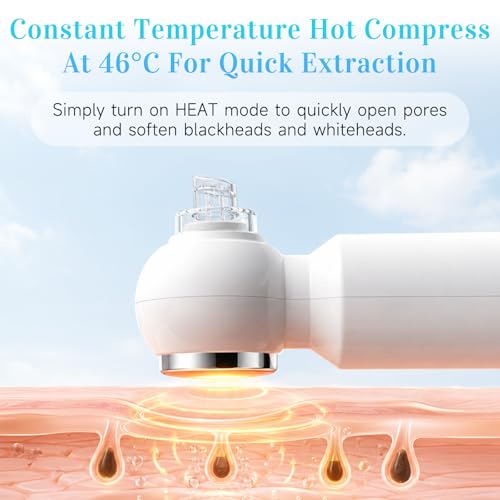 Blackhead Remover Vacuum with 46° Warm Compress-Smart Water-Oxygen Hydration Mode, 6 Heads Facial Vacuum Pore Cleaner, 3-Level Pore Vacuum Blackhead Suction Remover for Blackheads, USB-C - Image 4