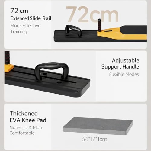 Image of ZNUJ Pilates Board - Pilates Reformer Set, Multi-Purpose Foldable Pilates Reformer Board for Home, 5 in 1 Pilates Sliding Board(BLACK & YALLOW)