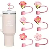 Flowers Straw Tip Covers for Stanley Spring Silicone Straw Toppers Cap Compatible Cute Floral with Stanley 30&40 Oz Tumbler Reusable Straws Tips Lids for Cup Accessories 6Pcs