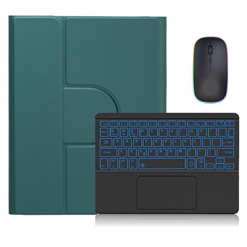 Étui iPad Air 6 11 2024 vert foncé avec clavier rétroéclairé tactile et souris