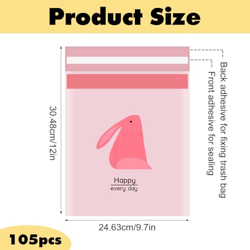 Image of 105 Pcs Car Trash Bags Disposable, Car Garbage Bag, Self Adhesive Small Trash Bags for Car, Portable Waterproof Leak Proof Barf Vomit Bags, Self Adhesive Cleaning Bags for Cars, Bedrooms, Kitchens