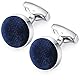 HONEY BEAR Herren Hochzeit Baumwolle Stoff Samt Manschettenknöpfe Cufflinks Edelstahl Manschettenknopf,Runden,MEHRWEG (Marineblau)