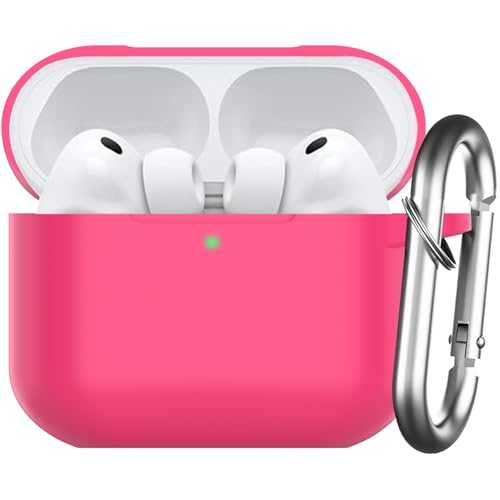 Nemteur Custodia per AirPods Pro 3 2025, Case Protettiva in Silicone per Air Pods Pro 3 Cover in Silicone Visibile a LED Frontale con Moschettone, Watermelon Red