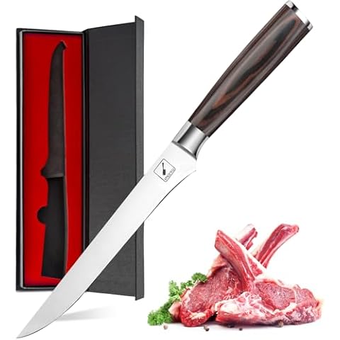 imarku Boning Knife, German High Carbon Stainless Steel Professional Grade Boning Fillet Knife, 6-Inch Deboning Knife, Pakkawood Handle for Meat and Poultry, Gifts for Men and Women Cover