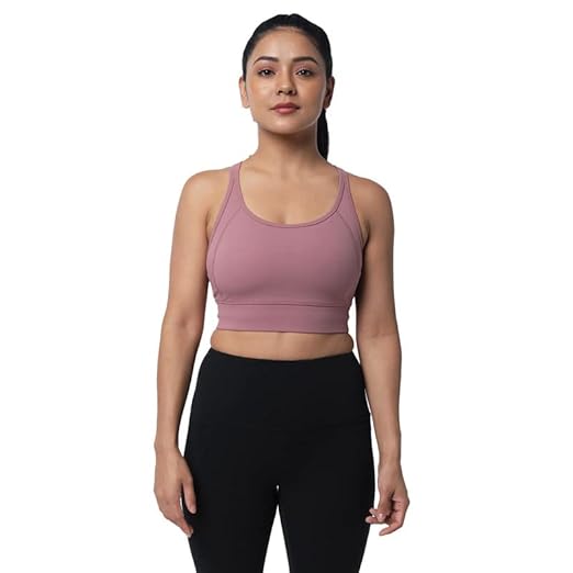 Women's 27% Spandex and 73% Polyester Lightly Padded Wire Free Cross Back Sports Bra