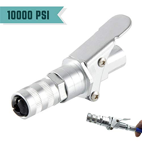 ODOMY Grease Gun Coupler, Tips Fast to Lock and Release Grease Gun, Heavy Duty 10000 PSI Grease Fitting 1/8â€˜â€™ NPT Fits All Grease Gun Tips, Grease Gun Fittings Kit