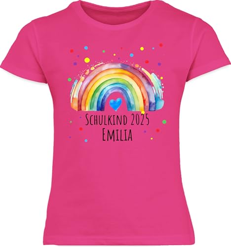 T-Shirt Mädchen - Einschulung - Schulkind 2025 Regenbogen mit...