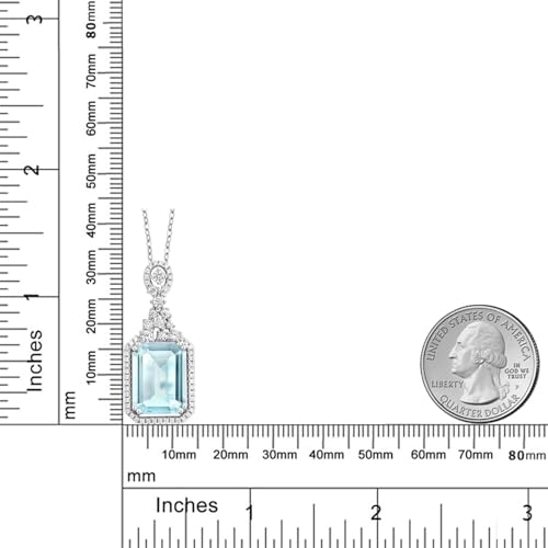 Gem Stone King 9.95 Cttw Sky Blue Topaz Pendant Necklace For Women | 925 Sterling Silver | Emerald Cut 14X10MM | With 18 Inch Silver Chain4