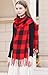 Wander Agio Women's Fashion Long Shawl Winter Warm Lattice Large Scarf Small Plaid Red Black