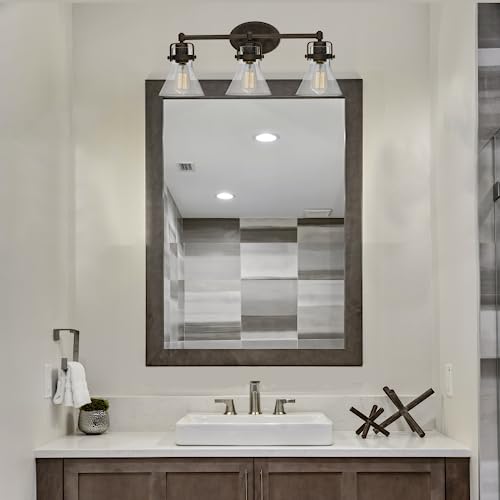Image of Maxim Lighting Seafarer 4-Light Bath Vanity Light | Oil Rubbed Bronze Steel Finish | Seedy Wire Glass Shade | Industrial Indoor Light Fixture | Ideal for Bathrooms & Powder Rooms | 26114CDOI