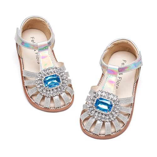 Image of Felix & Flora Toddler Girls Sandals Soft Rubber Princess Flat Shoes Flower Girl Shoes