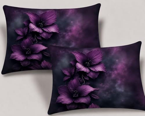 Image of 7D Digital Printed King Size Bedsheet | 240TC Premium Cotton Feel Microfiber with 2 Pillow Covers | Soft Breathable & Wrinkle Free Bedding Set | (Purple, King Size-225x250CM)
