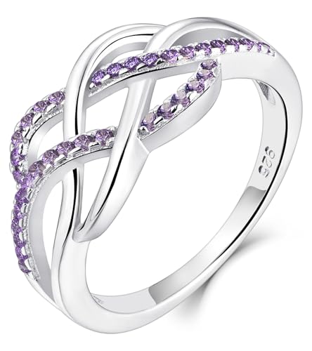 YL Celtic Knot Rings 925 Sterling Silver Twisted Knot Ring Created Amethyst Infinity Statement...