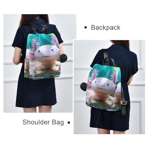 Mochila de axolote para mujer con bolsillo antirrobo trasero 7