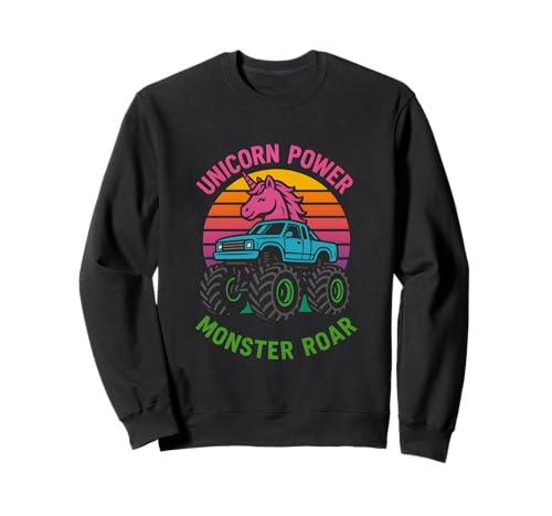 Lindo unicornio Monster Truck Unicorn Power Roar cumpleaños para niñas Sudadera