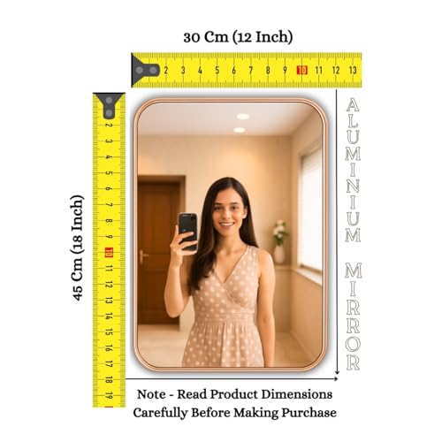 Image of 12x18 Inch Metal Frame Mirror for Wall /Aluminium Rectangle Bathroom Wall Mirror /Mirror for Bathroom /Bedroom /Living Room /Entryway /Dressing Room /Decorative /Vanity| AM1218A3