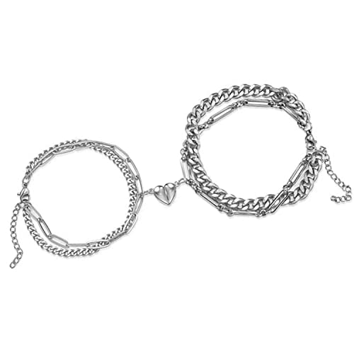 Buy Fashion Frill Silver Couple Bracelet Silver Plated Heart