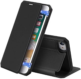 DUX DUCIS Case for iPhone SE 2022 / iPhone SE 2020 / iPhone 7 / iPhone 8, Premium Flip Leather Magnetic Cover Case with Card Holder (Black)