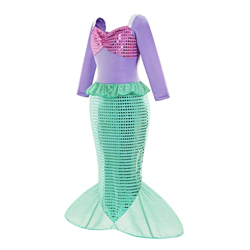Princess Little Girls Mermaid Costume For Toddler Dress For Girls With Accessories Wig Birthday Party Cosplay(100 3 Years) #TOP1
