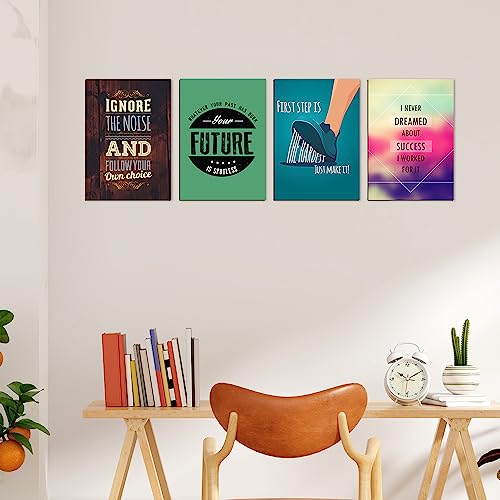 Image of PAPER PLANE DESIGN motivational quotes framed poster for office wall decoration set of 4 (MOTIVATIONAL)