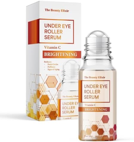 The Beauty Elixir Vitamin C Eye Roller For Puffy Eyes & Dark Circles - Dermatologist Tested, Brightens Under Eyes & Crow's Feet Treatment, Natural Clean Beauty - Korean Skin Care - For All Skin Types