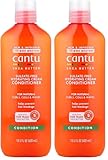 CANTU   Revitalisant hydratant au beurre de karité   Revitalisant sans sulfate pour cheveux bouclés et texturés   Lot de 2 (1 x 400 ml), l'emballage peut différer