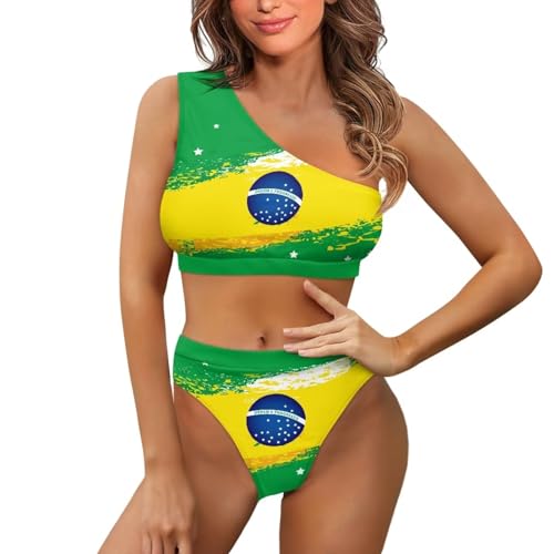 Pugasmiru Biquíni feminino de cintura alta com aro e alças de amarrar na frente única para viagem de