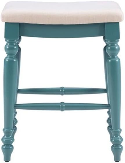 Linon Marino 25" Backless Upholstered Counter Stool in Antique Blue Wood