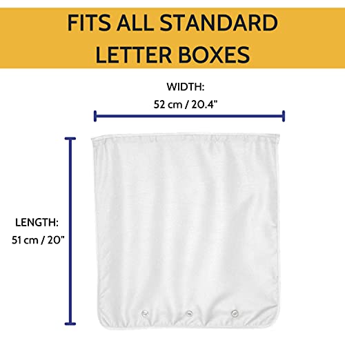 Image of Slimline Mail Slot Catcher for Door (20.4 inch W x 20 inch D), Letterbox Catcher for Glass, Wood & Metal Doors - Strong Adhesive, Indoor Post Catcher for Small Packages & Magazines (White)