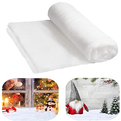 SunAurora Cubiertas de nieve para Navidad, decoración de nieve falsa, cubiertas de nieve artificiales blancas, alfombra de nieve navideña, nieve artificial 240 x 80 cm Cover