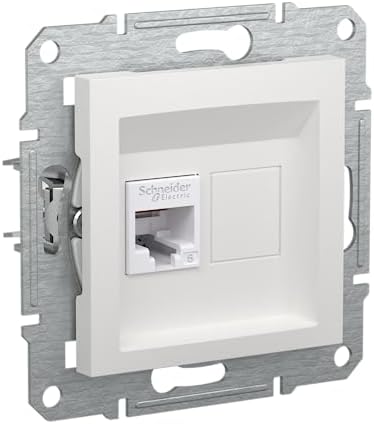 Schneider Electric Asfora EPH4770121D RJ45 Kat.6e podtynkowy pojedynczy gniazdo, gniazdo sieciowe, gniazdo danych, IDC, biały