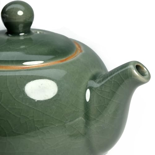 Image of Porcelain Teapot, 9oz Tea Pot Small Teapots Chinese Tradition Ice Crack Glaze Ceramic Tea kettle (Green)