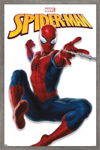Poster Spider-Man Marvel affiche murale encadrée décoration chambre ado 56x86