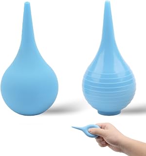2 Pack Hand Bulb Ear Syringes, 30 ml Professional Soft Reusable Rubber Suction Ear Syringe Ball, Manual Fluid Suction Device Ear Washing Squeeze Bulb for Adults, Pet, 2 Styles, Blue